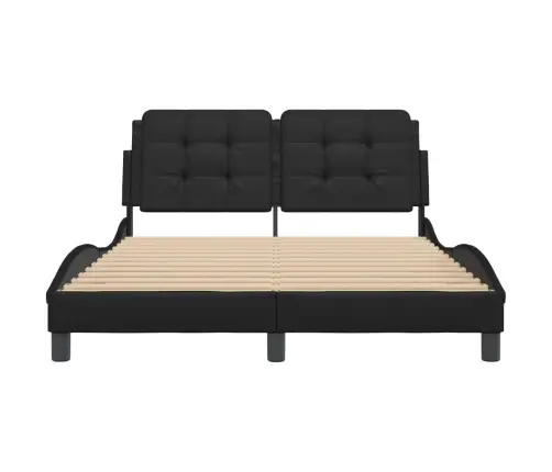 Gultas Rāmis Ar Galvgali, Melns, 140X200 Cm, Mākslīgā Āda Vidaxl
