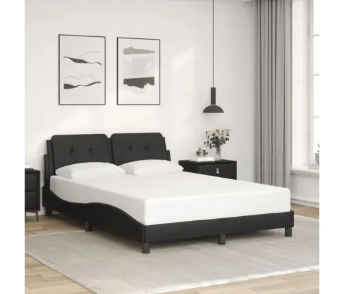 Gultas Rāmis Ar Galvgali, Melns, 140X200 Cm, Mākslīgā Āda Vidaxl