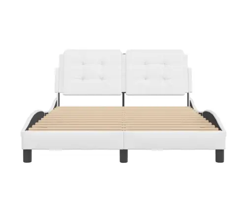 Gultas Rāmis Ar Galvgali, Balts, 140X200 Cm, Mākslīgā Āda Vidaxl