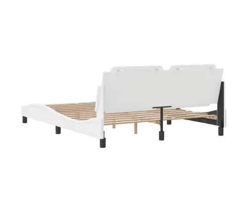 Gultas Rāmis Ar Galvgali, Balts, 160X200 Cm, Mākslīgā Āda Vidaxl