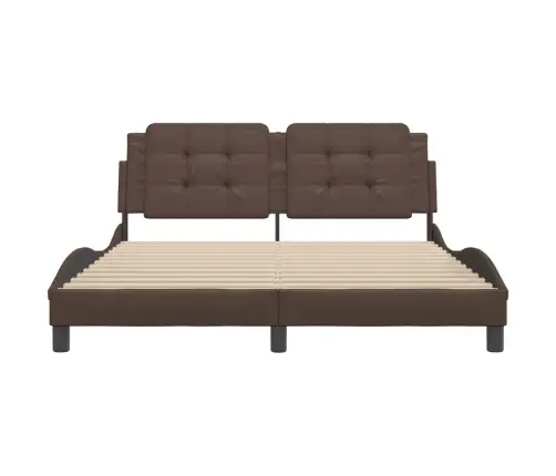 Gultas Rāmis Ar Galvgali, Brūns, 160X200 Cm, Mākslīgā Āda Vidaxl