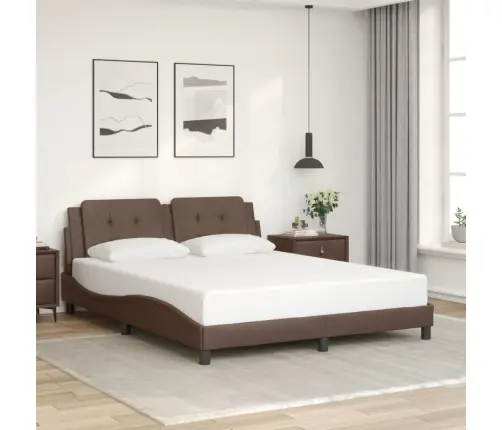 Gultas Rāmis Ar Galvgali, Brūns, 160X200 Cm, Mākslīgā Āda Vidaxl