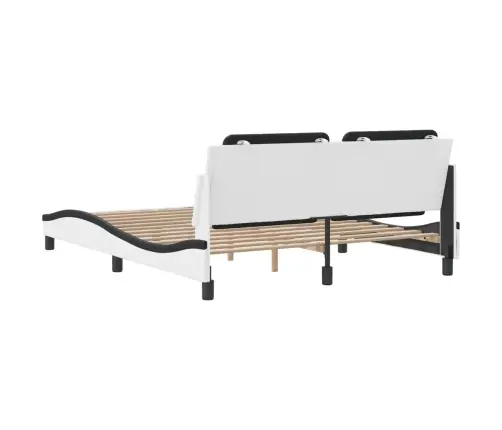 Gultas Rāmis Ar Galvgali, Balts, Melns, 160X200Cm, Mākslīgā Āda Vidaxl