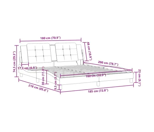 Voodiraam Ilma Madratsita Zadar, Must, 180X200 cm Kunstnahk