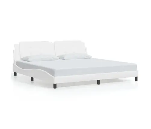 Gultas Rāmis Ar Galvgali, Balts, 200X200 Cm, Mākslīgā Āda Vidaxl