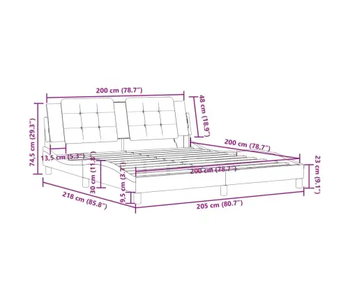 Gultas Rāmis Ar Galvgali, Balts, 200X200 Cm, Mākslīgā Āda Vidaxl