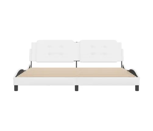 Gultas Rāmis Ar Galvgali, Balts, 200X200 Cm, Mākslīgā Āda Vidaxl