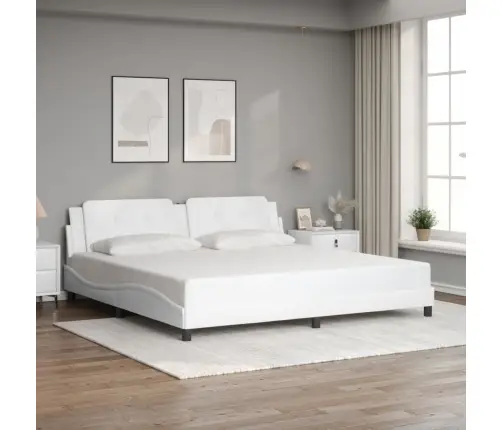 Gultas Rāmis Ar Galvgali, Balts, 200X200 Cm, Mākslīgā Āda Vidaxl