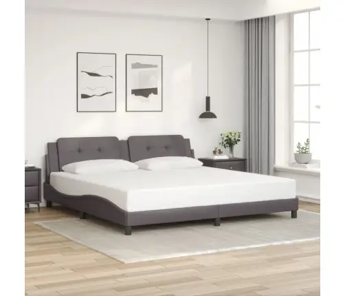 Gultas Rāmis Ar Galvgali, Pelēks, 200X200 Cm, Mākslīgā Āda Vidaxl
