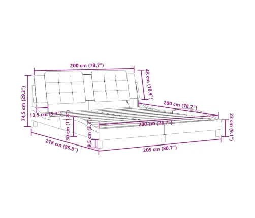 Gultas Rāmis Ar Galvgali, Kapučīno, 200X200 Cm, Mākslīgā Āda Vidaxl
