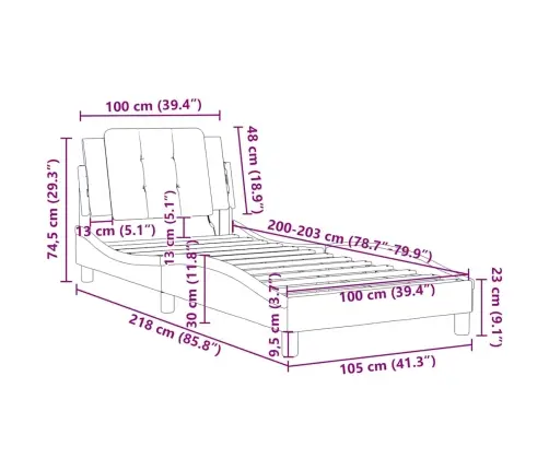 Gultas Rāmis Bez Matrača, Zadar, Balts, 100X203 Cm, Mākslīgā Āda Vidaxl