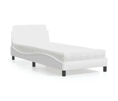 Gulta Ar Matraci, Balta, 80X200 Cm, Mākslīgā Āda Vidaxl