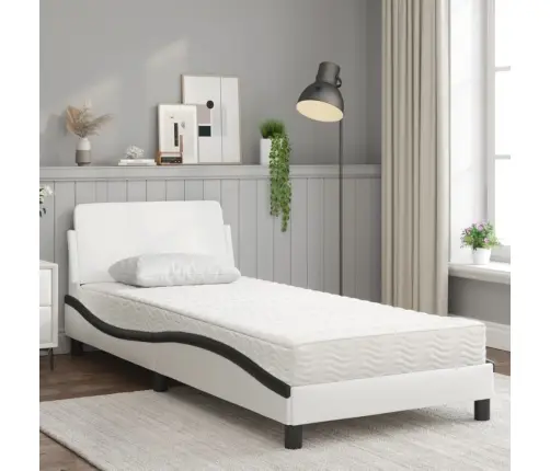 Lova Su Čiužiniu, Dover, Balta Ir Juoda, 80X200cm Dirbtinė Oda