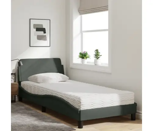 Gultas Rāmis Ar Matraci, Tumši Pelēks, 90X190 Cm, Audums Vidaxl