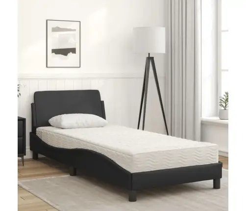 Gulta Ar Matraci, Melna, 90X190 Cm, Mākslīgā Āda Vidaxl