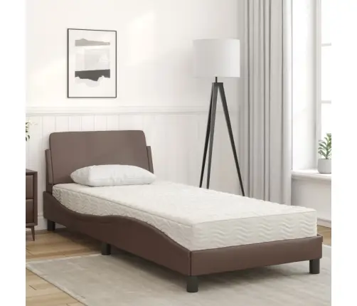 Gulta Ar Matraci, Brūna, 90X190 Cm, Mākslīgā Āda Vidaxl