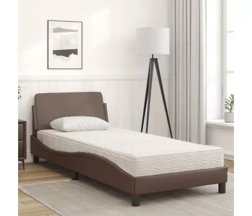 Voodi Madratsiga Dover, Pruun, 90X200 cm Kunstnahk