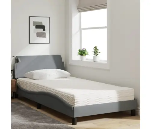 Gultas Rāmis Ar Matraci, Gaiši Pelēks Audums, 100X200 Cm Vidaxl