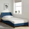 Gultas Rāmis Ar Matraci, Zils, 100X200 Cm, Audums Vidaxl
