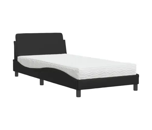 Gulta Ar Matraci, Melna, 100X200 Cm, Mākslīgā Āda Vidaxl