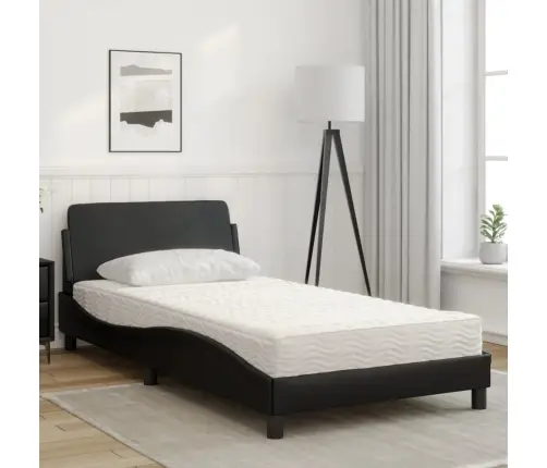 Gulta Ar Matraci, Melna, 100X200 Cm, Mākslīgā Āda Vidaxl