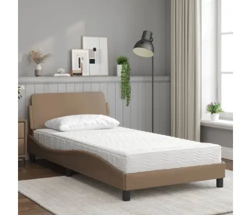 Gulta Ar Matraci, Kapučīno, 100X200 Cm, Mākslīgā Āda Vidaxl