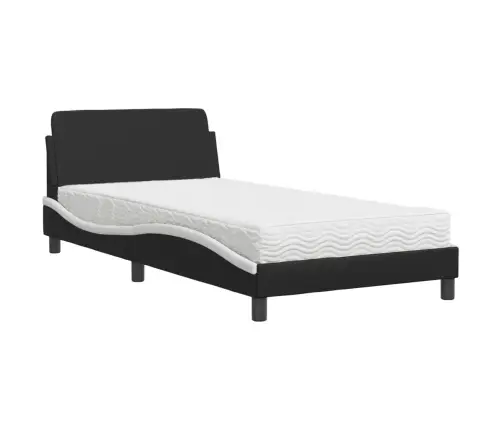 Gulta Ar Matraci, Melna Un Baltu, 100X200 Cm, Mākslīgā Āda Vidaxl