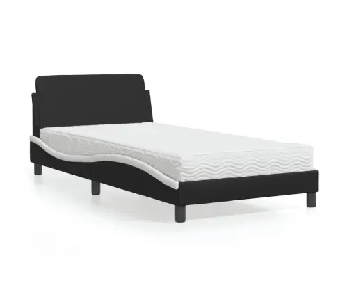 Gulta Ar Matraci, Melna Un Baltu, 100X200 Cm, Mākslīgā Āda Vidaxl
