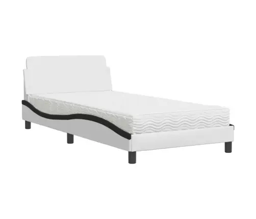 Voodi Madratsiga Dover, Valge Ja Must, 100X200, Kunstnahk