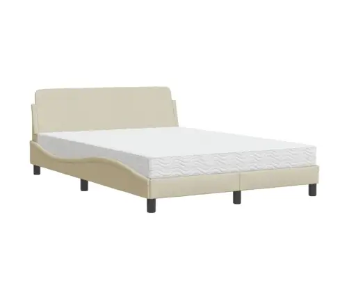 Gulta Ar Matraci, Krēmkrāsas, 120X200 Cm, Audums Vidaxl