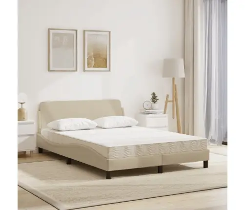 Gulta Ar Matraci, Krēmkrāsas, 120X200 Cm, Audums Vidaxl