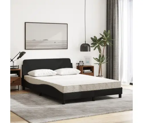 Gulta Ar Matraci, Melna Audums, 140X190 Cm Vidaxl