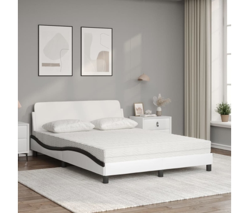 Gulta Ar Matraci, Balta Un Melna, 140X200 Cm, Mākslīgā Āda Vidaxl