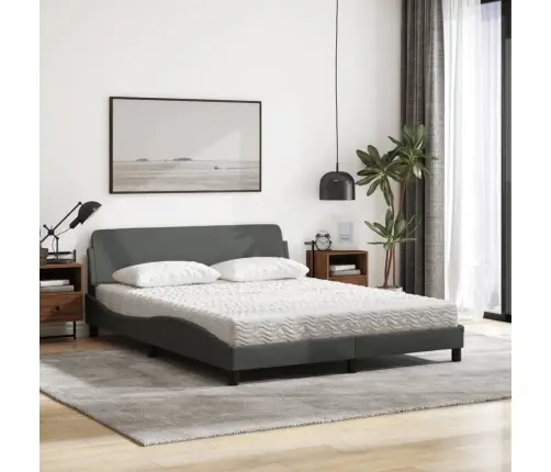 Gulta Ar Matraci, Tumši Pelēks, 160X200 Cm, Audums Vidaxl