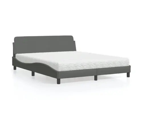 Gulta Ar Matraci, Tumši Pelēks, 160X200 Cm, Audums Vidaxl