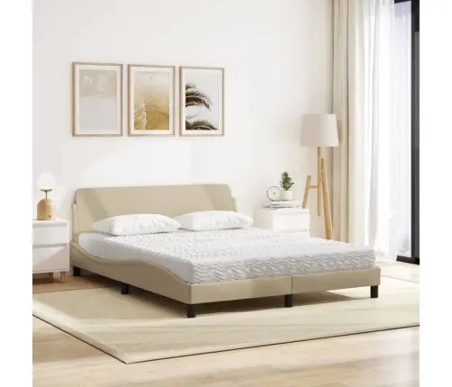 Gulta Ar Matraci, Krēmkrāsas, 160X200 Cm, Audums Vidaxl