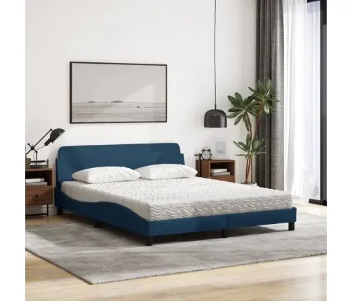 Gulta Ar Matraci, Zils, 160X200 Cm, Audums Vidaxl