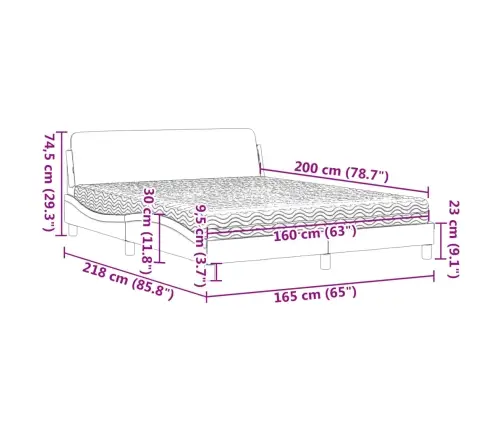 Voodi Madratsiga Dover, Must, 160X200 cm Samet