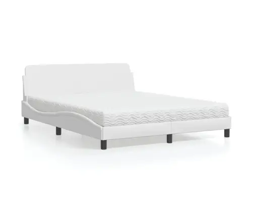 Lova Su Čiužiniu, Dover, Baltos Spalvos, 160X200cm Dirbtinė Oda