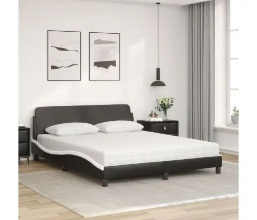 Lova Su Čiužiniu, Dover, Juoda Ir Balta, 160X200cm Dirbtinė Oda