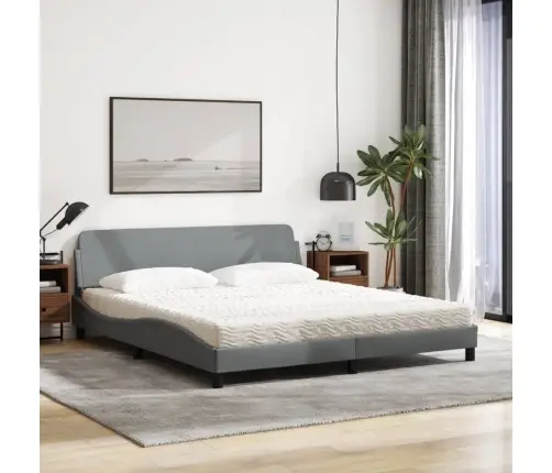 Gulta Ar Matraci, Gaiši Pelēks, 180X200 Cm, Audums Vidaxl