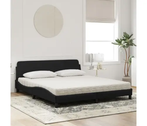 Voodi Madratsiga Dover, Must, 180X200 cm Samet