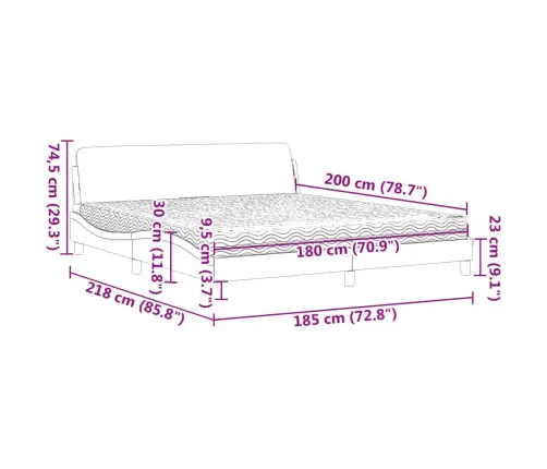 Voodi Madratsiga Dover, Sinine, 180X200 cm Samet