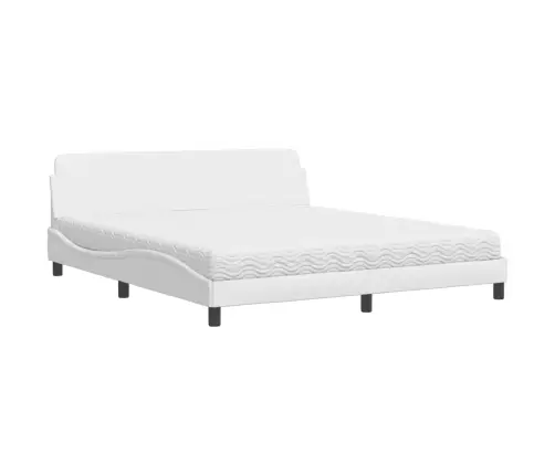 Voodi Madratsiga Dover, Valge, 180X200, Kunstnahk