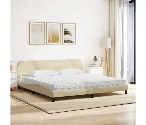 Gulta Ar Matraci, Krēmkrāsas Audums, 200X200 Cm Vidaxl