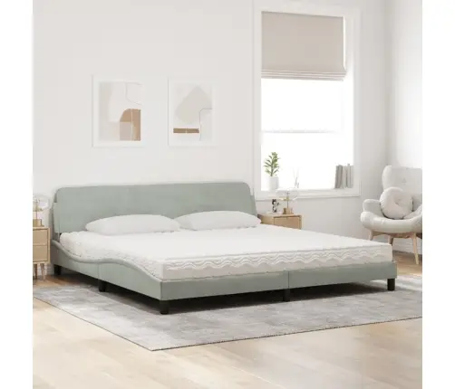 Voodi Madratsiga Dover, Helehall, 200 X 200 cm Samet