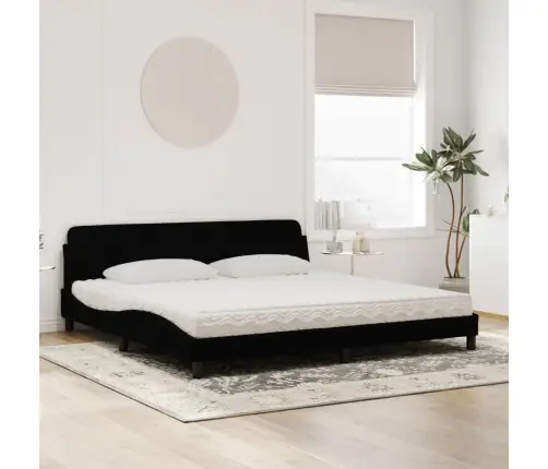 Gulta Ar Matraci, Melna Samts, 200X200 Cm Vidaxl