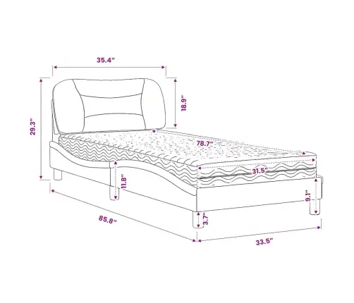 Gultas Rāmis Ar Matraci, Krēmkrāsas, 80X200 Cm, Audums Vidaxl