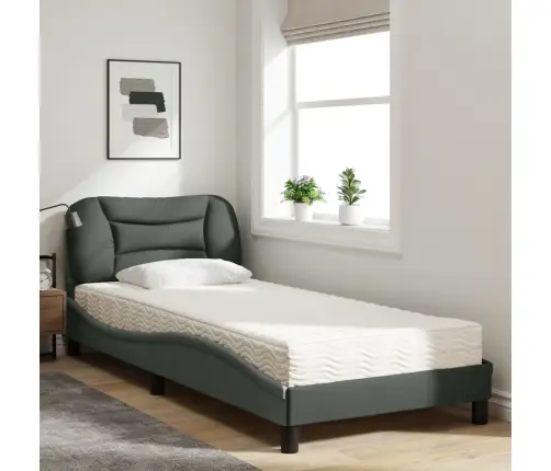 Voodi Madratsiga Hvar, Tumehall, 90 X 190 cm Kangas