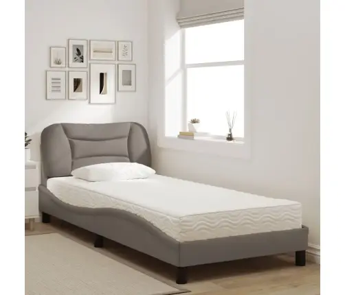 Gultas Rāmis Ar Matraci, Pelēkbrūns, 90X200 Cm, Audums Vidaxl